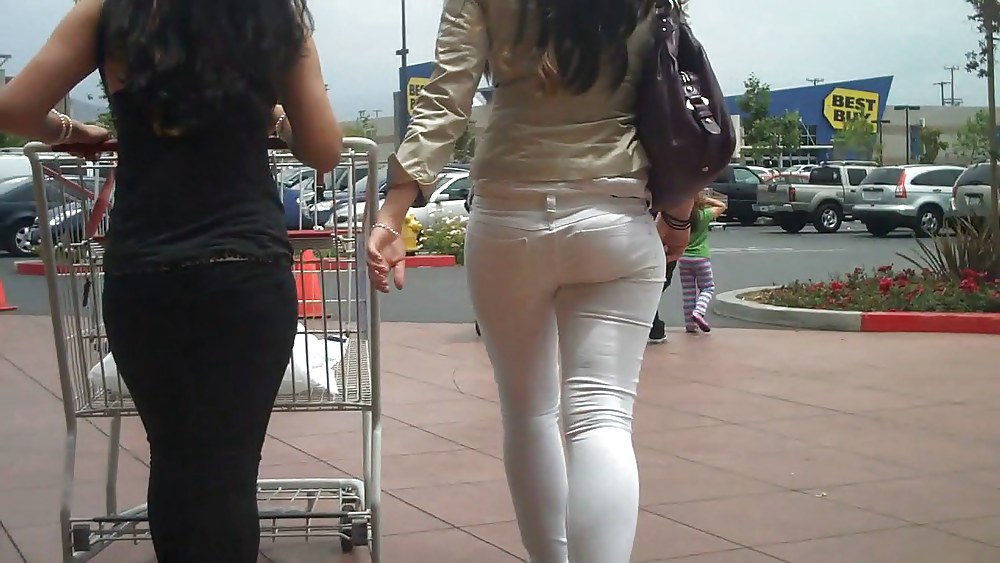Following behind her nice butt & ass in jeans #3646754