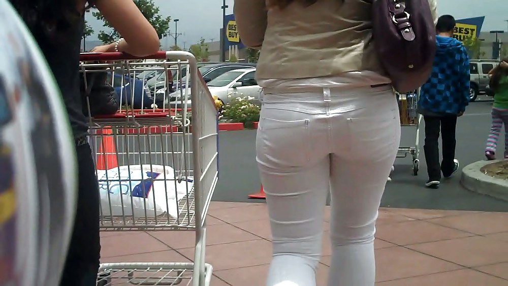 Following behind her nice butt & ass in jeans #3646827