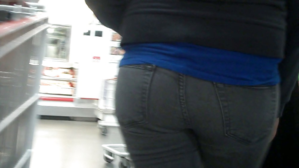 Following behind her nice butt & ass in jeans #3646873