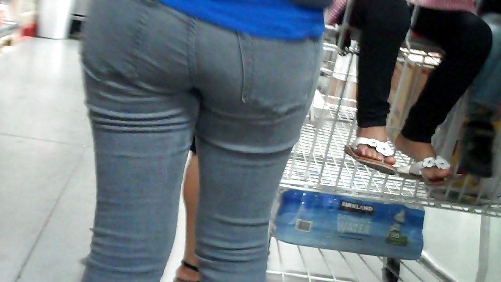 Following behind her nice butt & ass in jeans #3646879