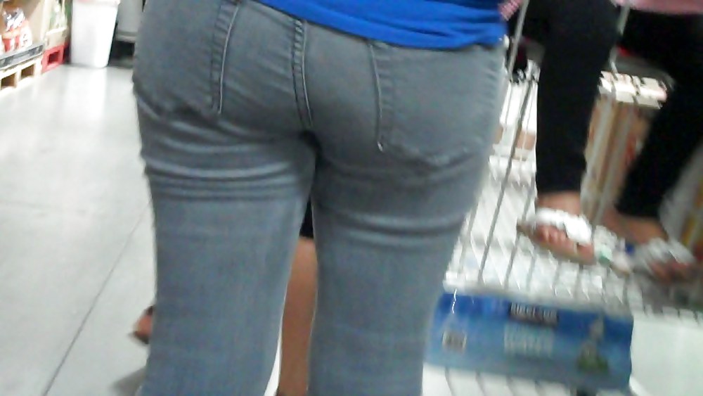 Following behind her nice butt & ass in jeans #3646944