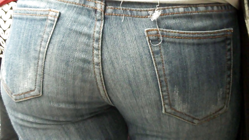 Following behind her nice butt & ass in jeans #3646964