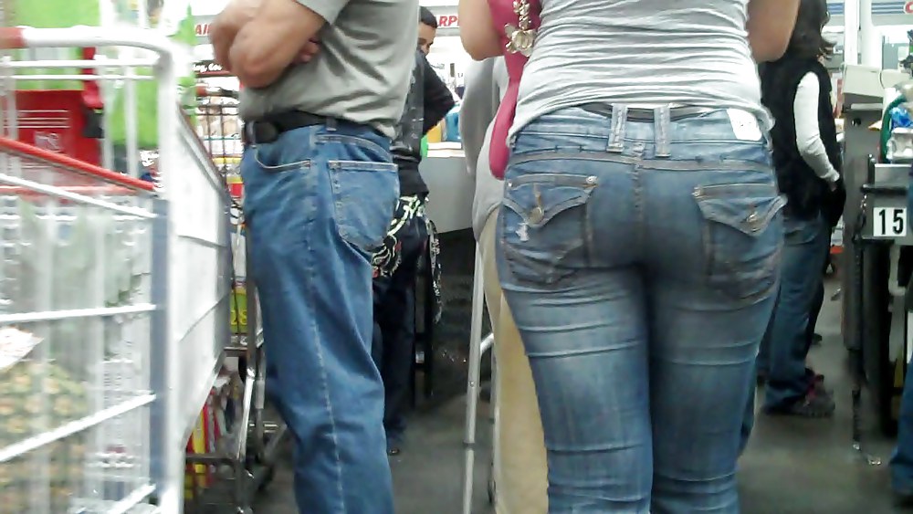 Following behind her nice butt & ass in jeans #3646972