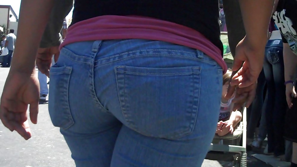 Following behind her nice butt & ass in jeans #3646984
