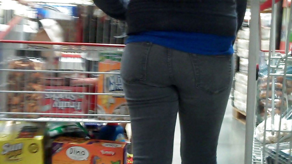 Following behind her nice butt & ass in jeans #3647030