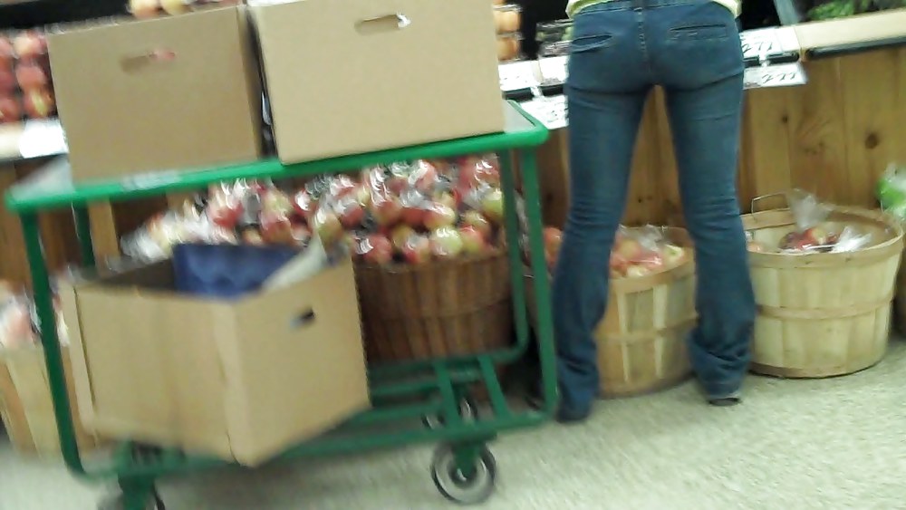 Following behind her nice butt & ass in jeans #3647097