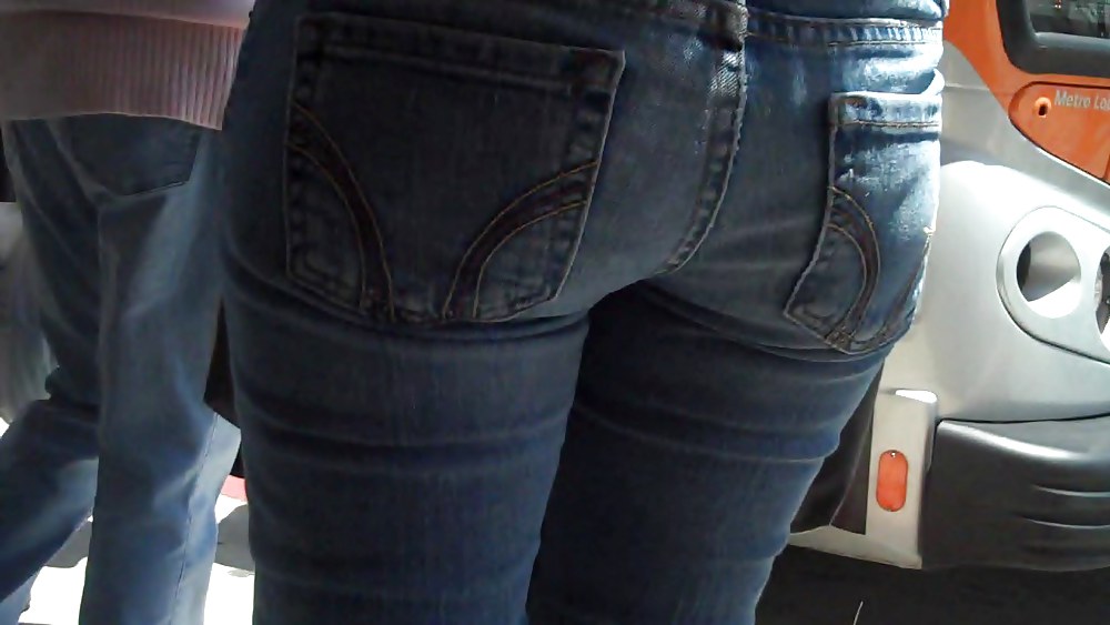 Following behind her nice butt & ass in jeans #3647305