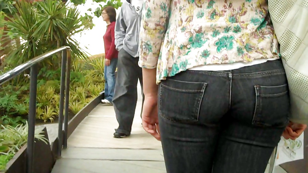 Following behind her nice butt & ass in jeans #3647630