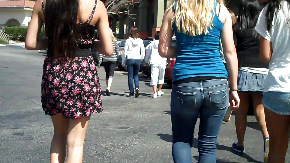 Following behind her nice butt & ass in jeans #3648331