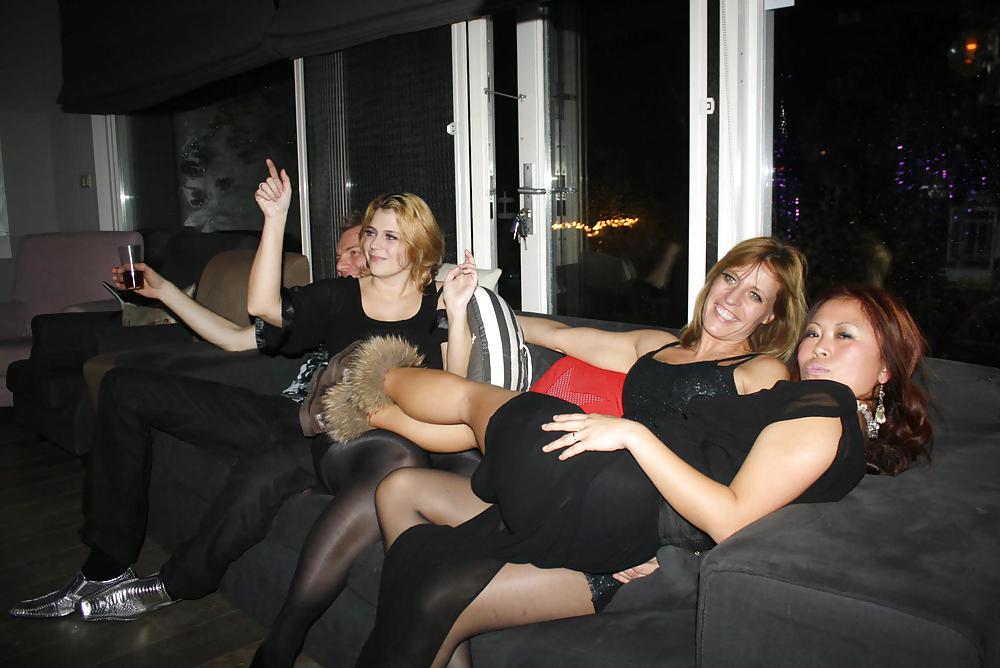 Dutch mature mom Barbara has party with friends in Nylon #16145336