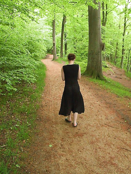 Carino gravido prendendo una passeggiata nella foresta
 #18724652