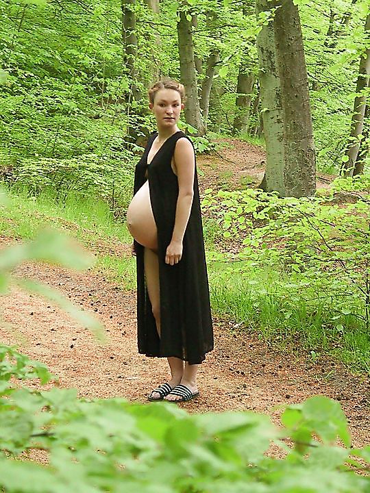 Carino gravido prendendo una passeggiata nella foresta
 #18724691