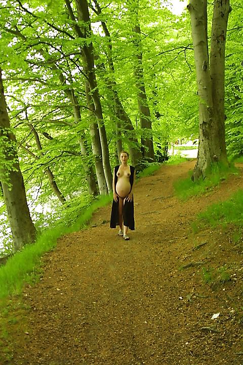 Cute pregger taking a walk in the forest #18724858