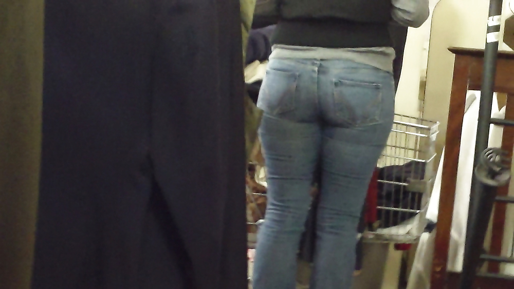 Sexy big teen butt & ass in bulging blue jeans #9176478