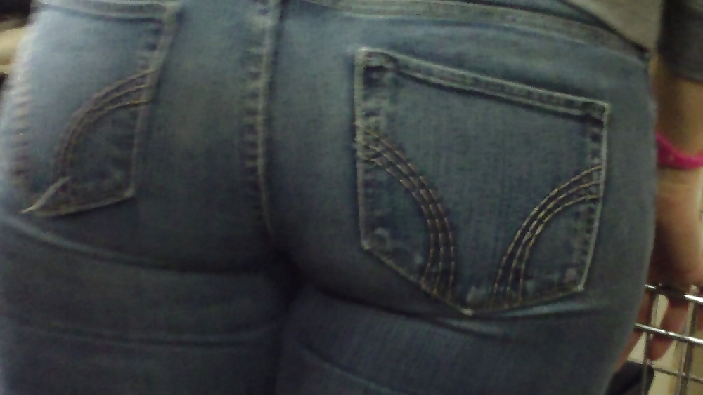 Sexy big teen butt & ass in bulging blue jeans #9176487