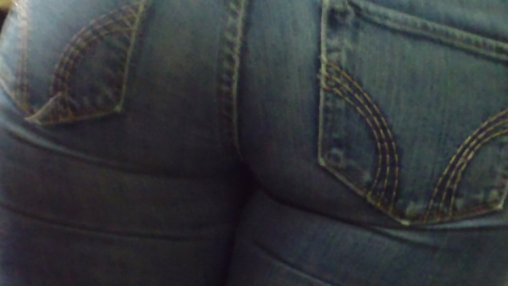 Sexy big teen butt & ass in bulging blue jeans #9176521