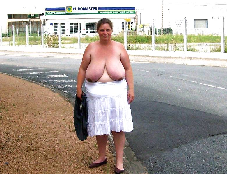 Saucy Sizable Boobed Milf Posing in Public