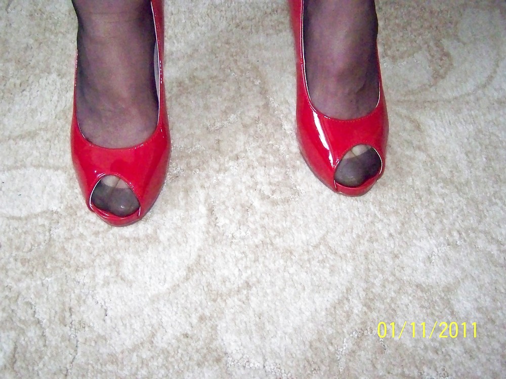 Red peep hole heel,s