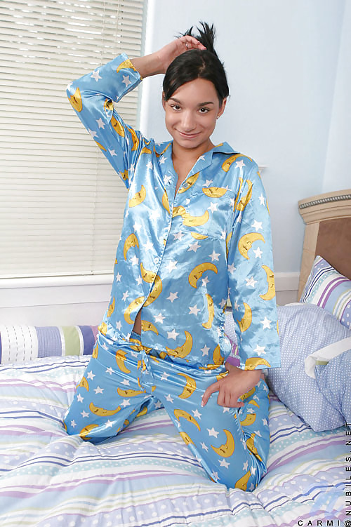 Blau Satin-Pyjama #17061011