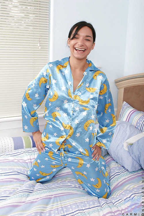 Blau Satin-Pyjama #17061041