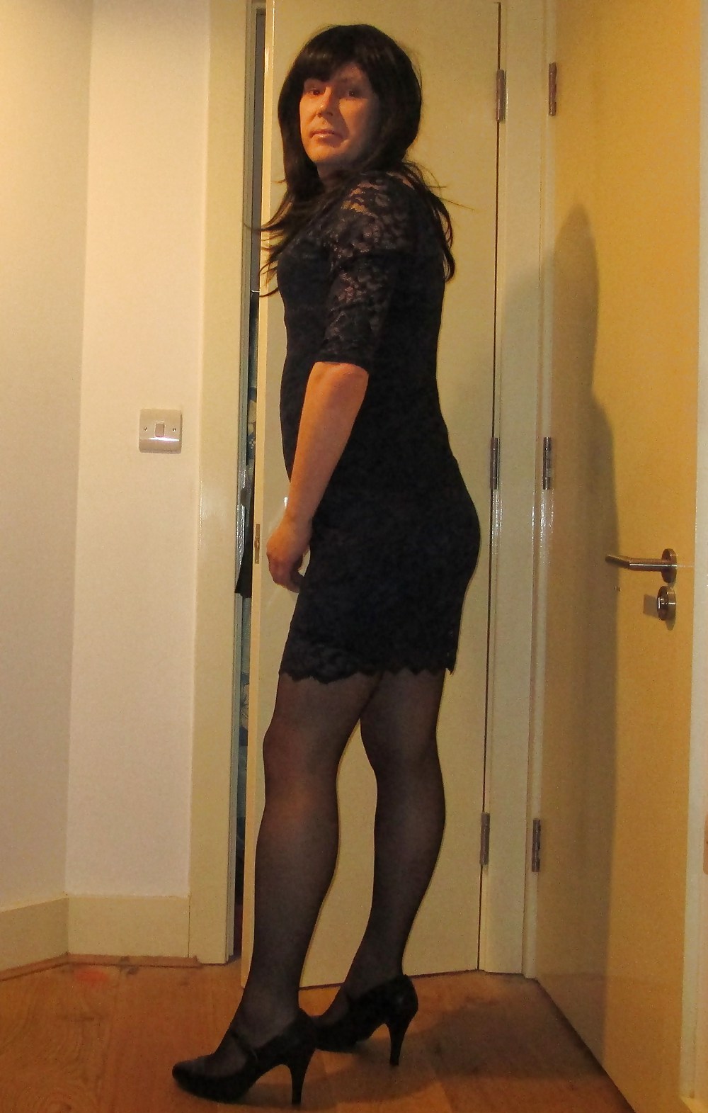 Sexy short lace dress and tights #16910068