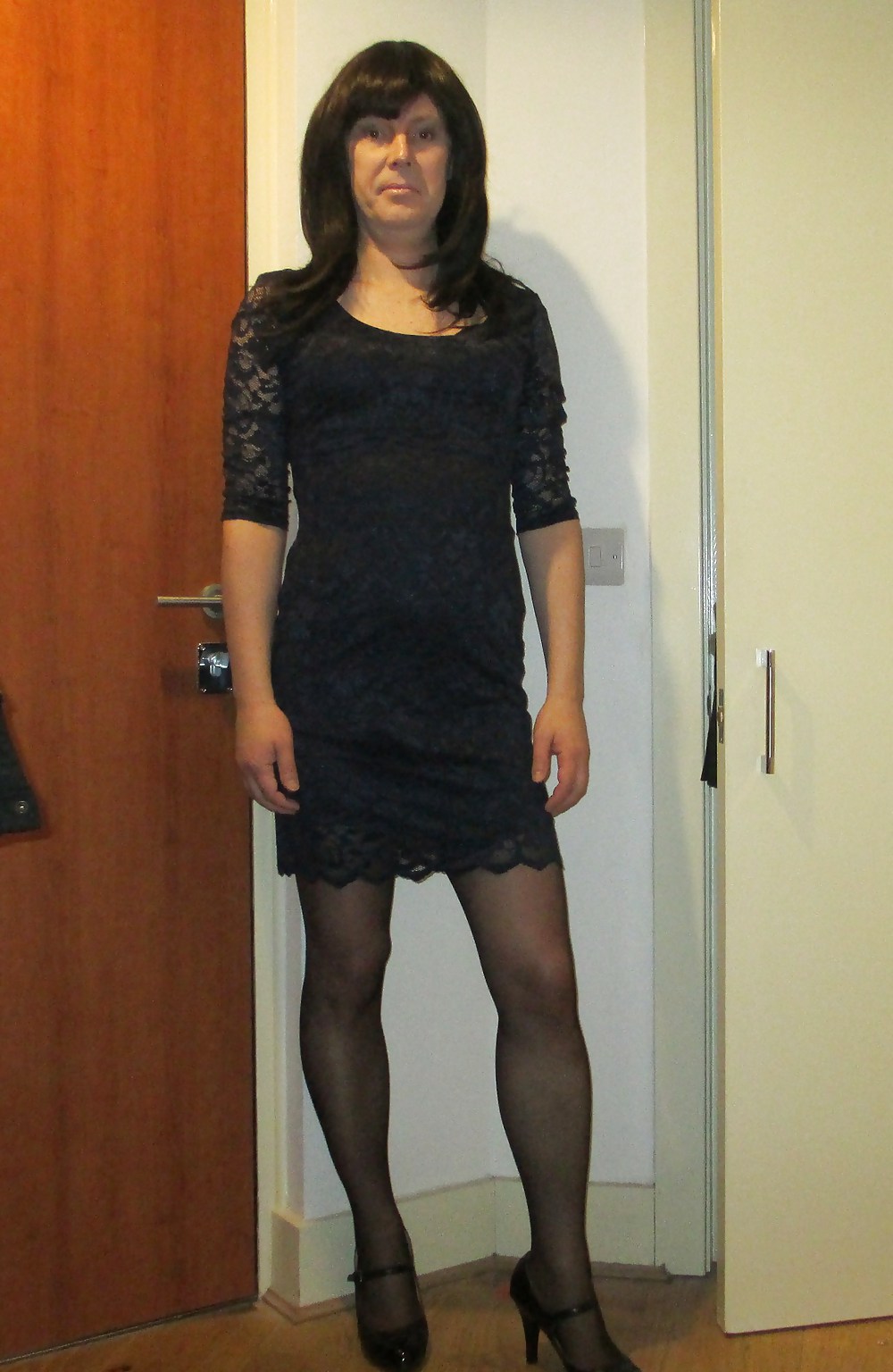 Sexy vestido corto de encaje y medias
 #16910094