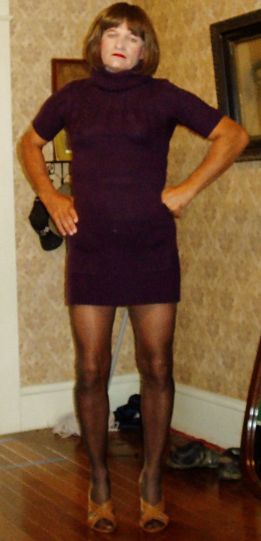 More of me crossdressing in purpel dress #4378267