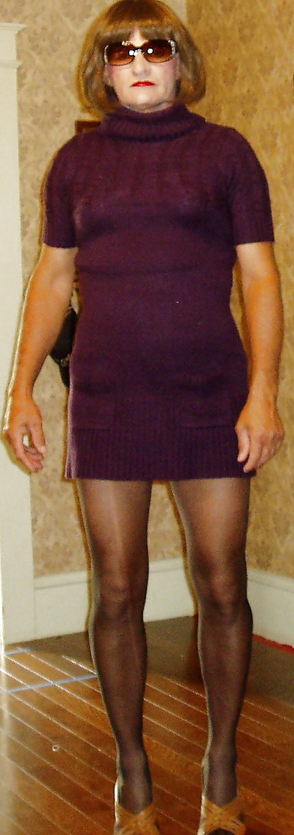 More of me crossdressing in purpel dress