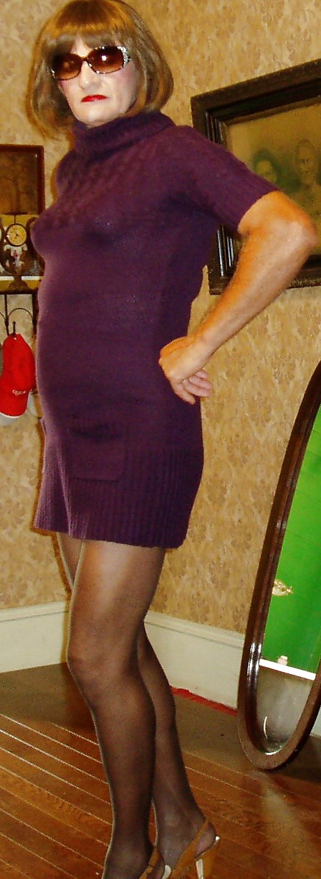 More of me crossdressing in purpel dress #4378285