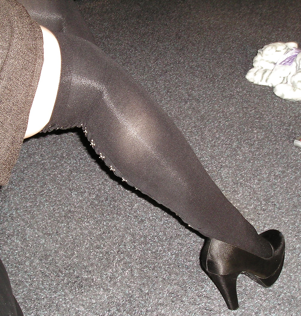 Opaque Genou Noir Haut Chaussettes Bas #14655748