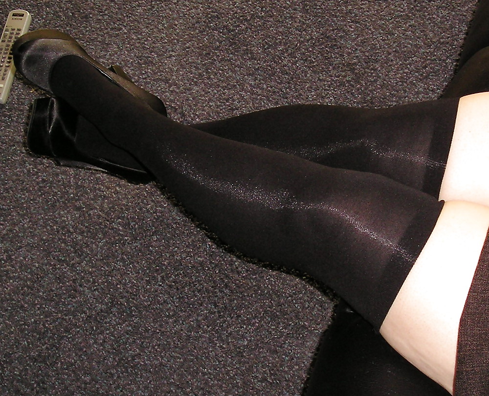 Opaque black knee high socks stockings #14655766