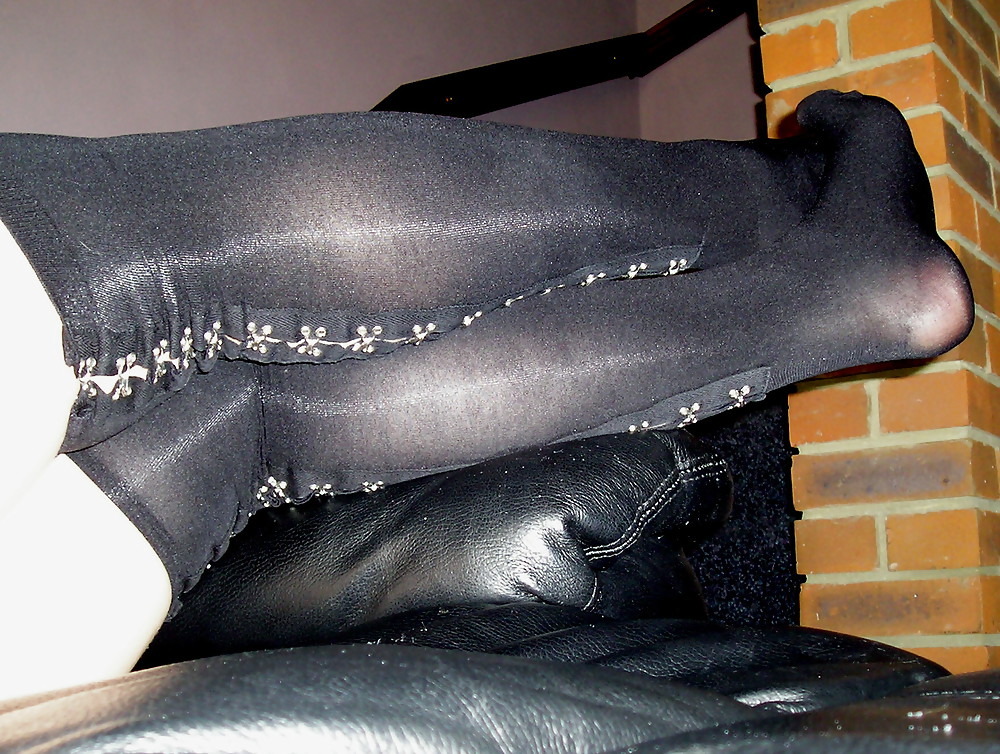 Opaque black knee high socks stockings #14655830