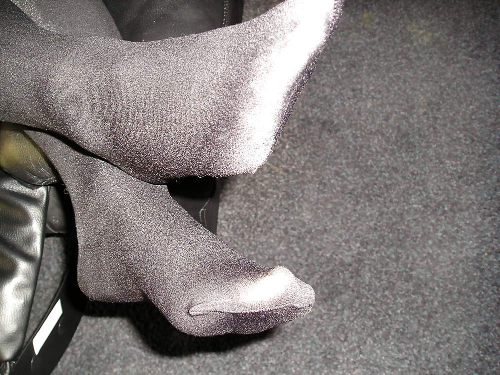 Opaque Genou Noir Haut Chaussettes Bas #14655838