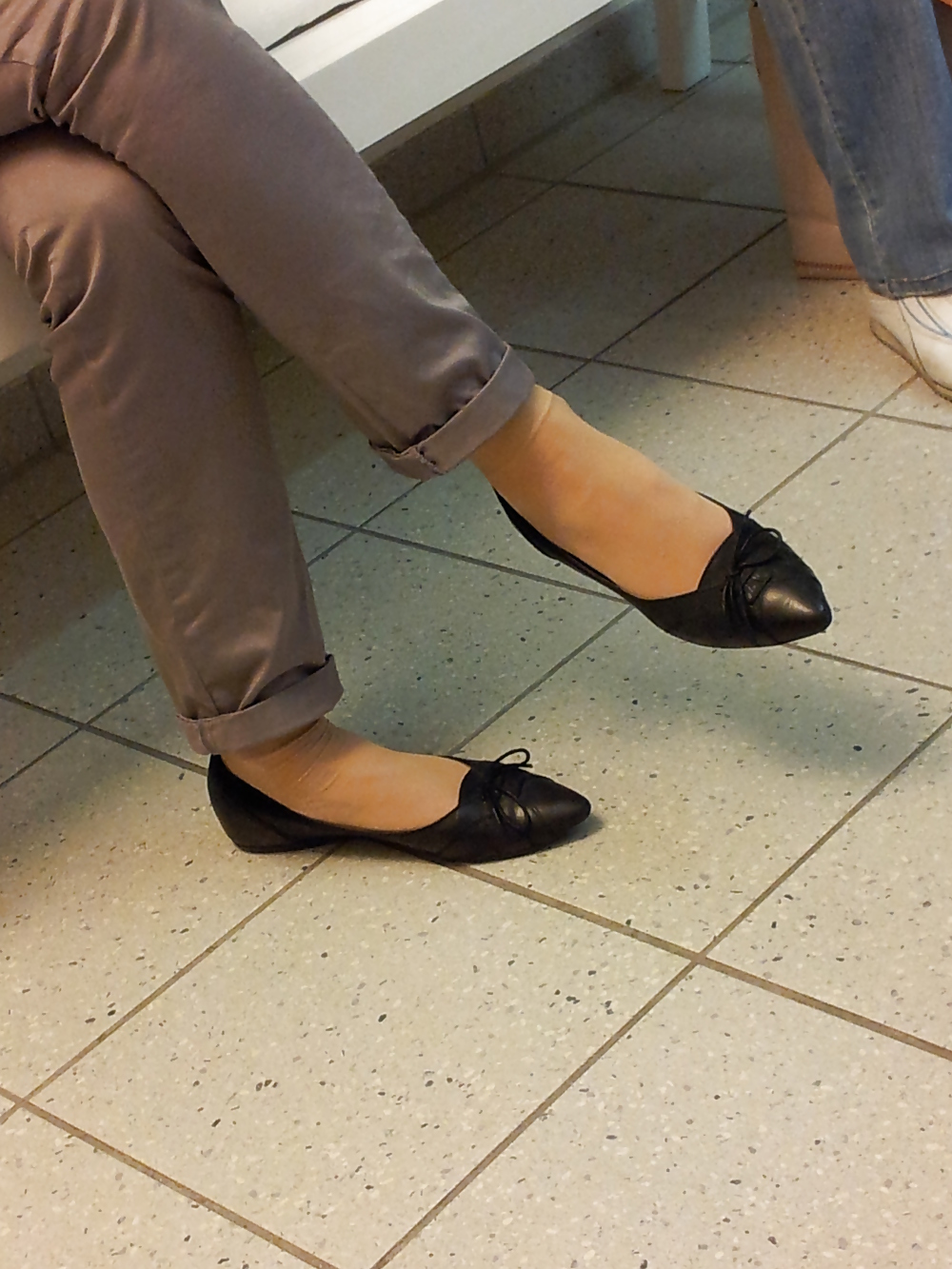 Candid girl feet ballerinas flats shoes #18868035