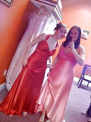 2 or more girls in Satin Prom dresses #15687585