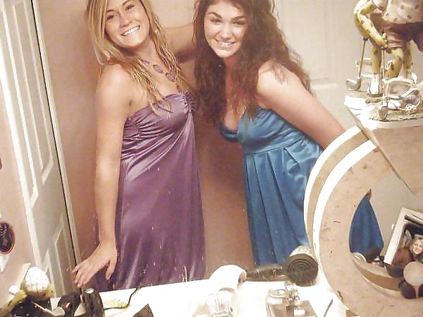 2 or more girls in Satin Prom dresses #15687597