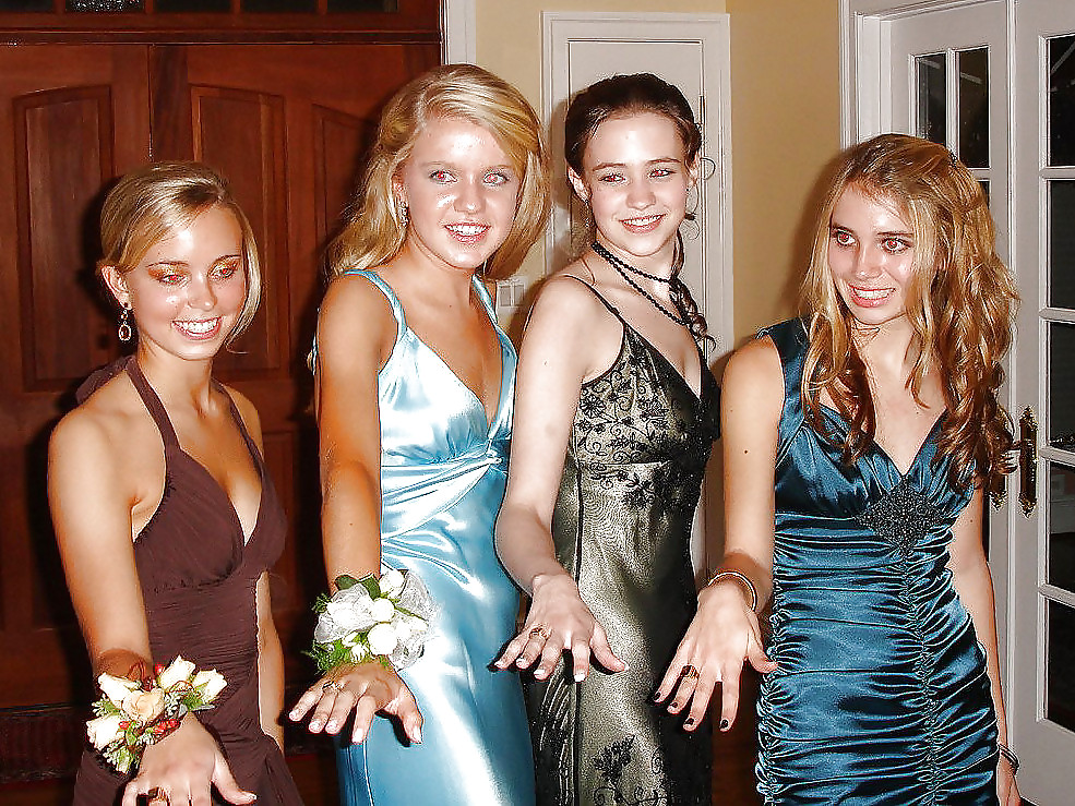 2 or more girls in Satin Prom dresses #15687731