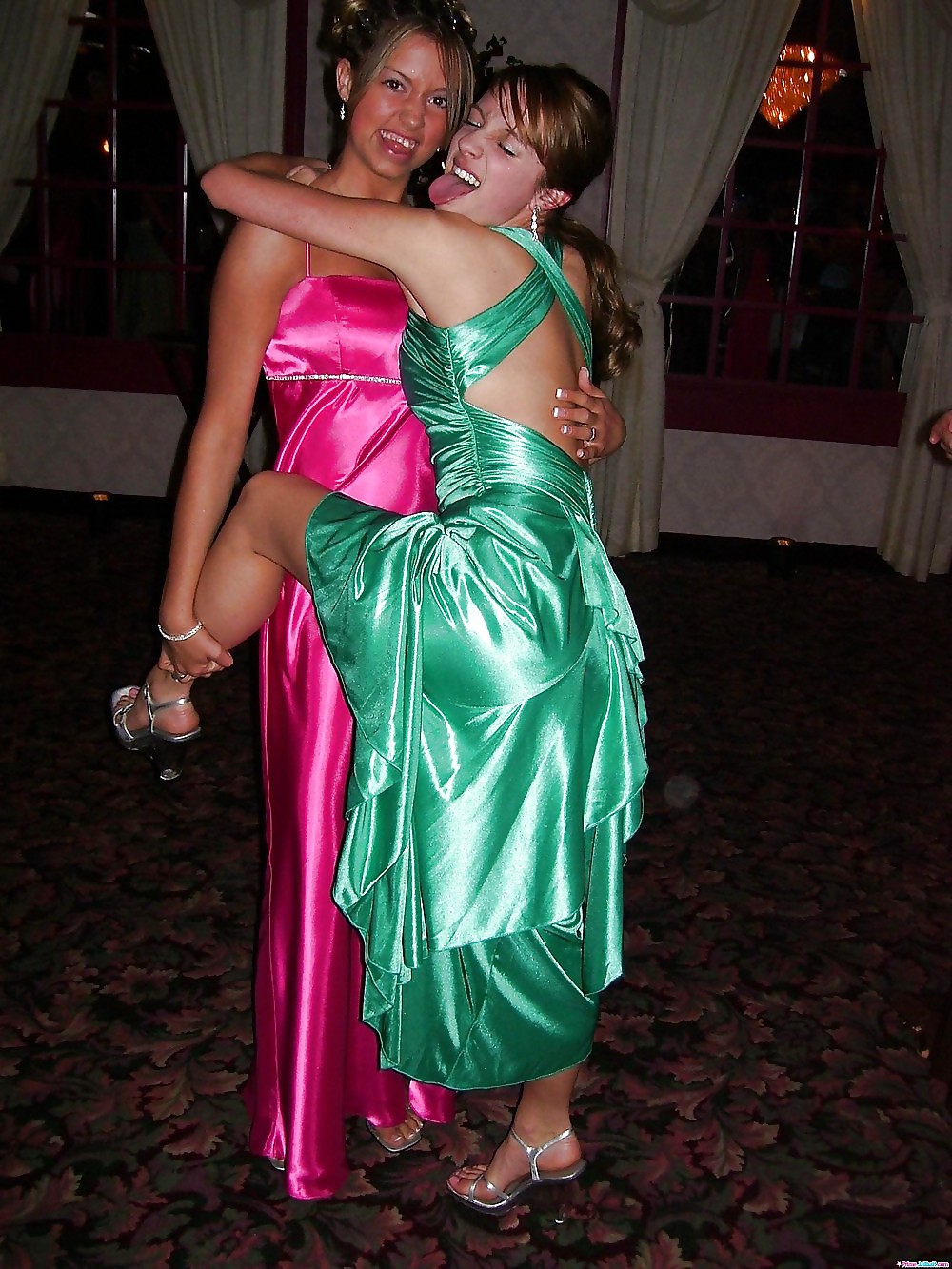 2 or more girls in Satin Prom dresses #15687748