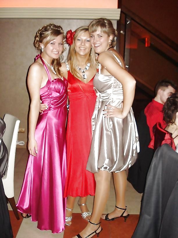 2 or more girls in Satin Prom dresses #15687831