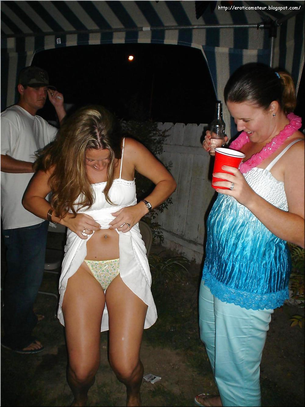 Candid voyeur public flashing tits panties party - girls #14498810