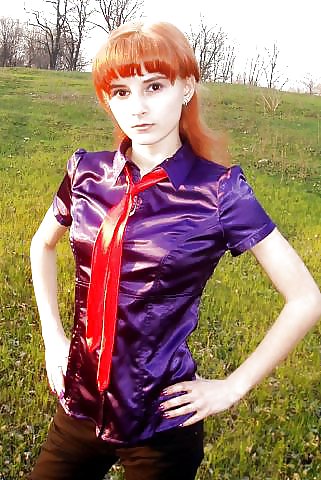 Girl in Satin blouse, shirt and other satin clothing #17132205