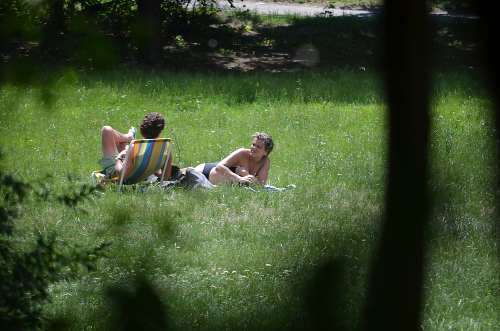 Chica tomando el sol en el parque i
 #11339446