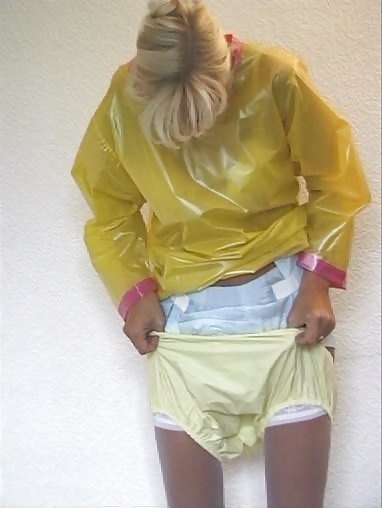 Blond Milf Wear Plastic Pant And Diaper #2706849