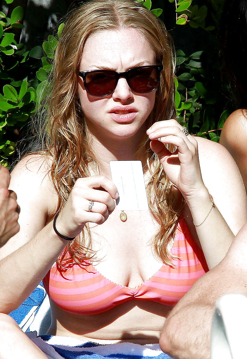 Amanda Seyfried wearing a bikini top at a pool in Miami #6895517