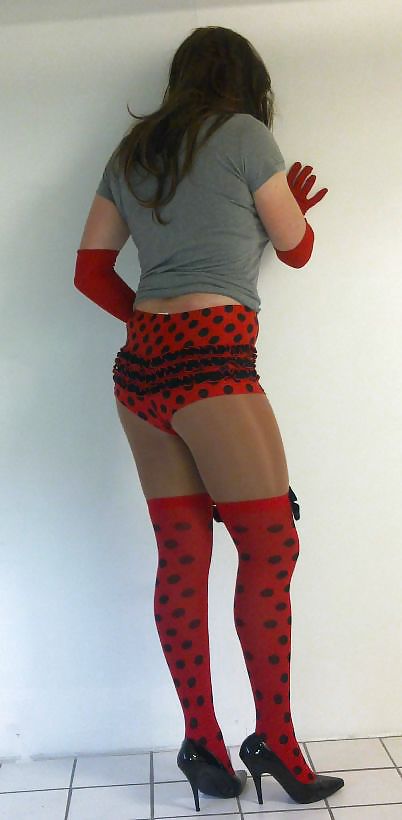 Me in cute ladybug stockings and panties cd tv sissy  #5297401