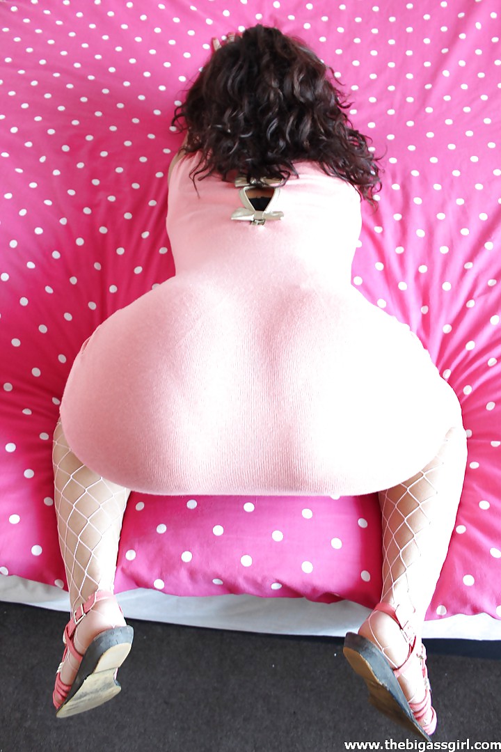 Fishnets huge ass pink dress booty thong big butt tease #21385902