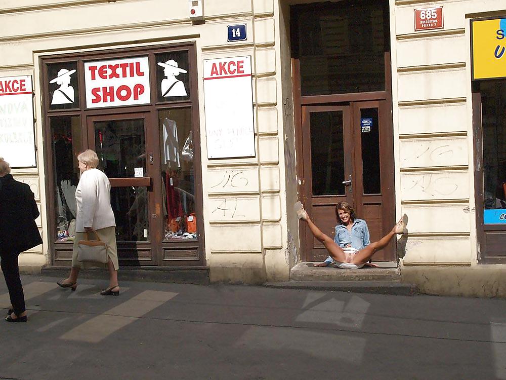 Clignotement Du Public: Montrant La Chatte En Plein Air #15765038