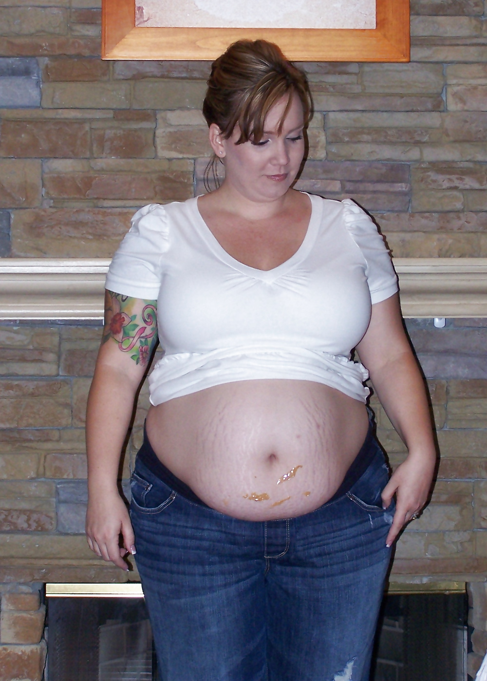 Pregnant lauren- with clothes big boobs
