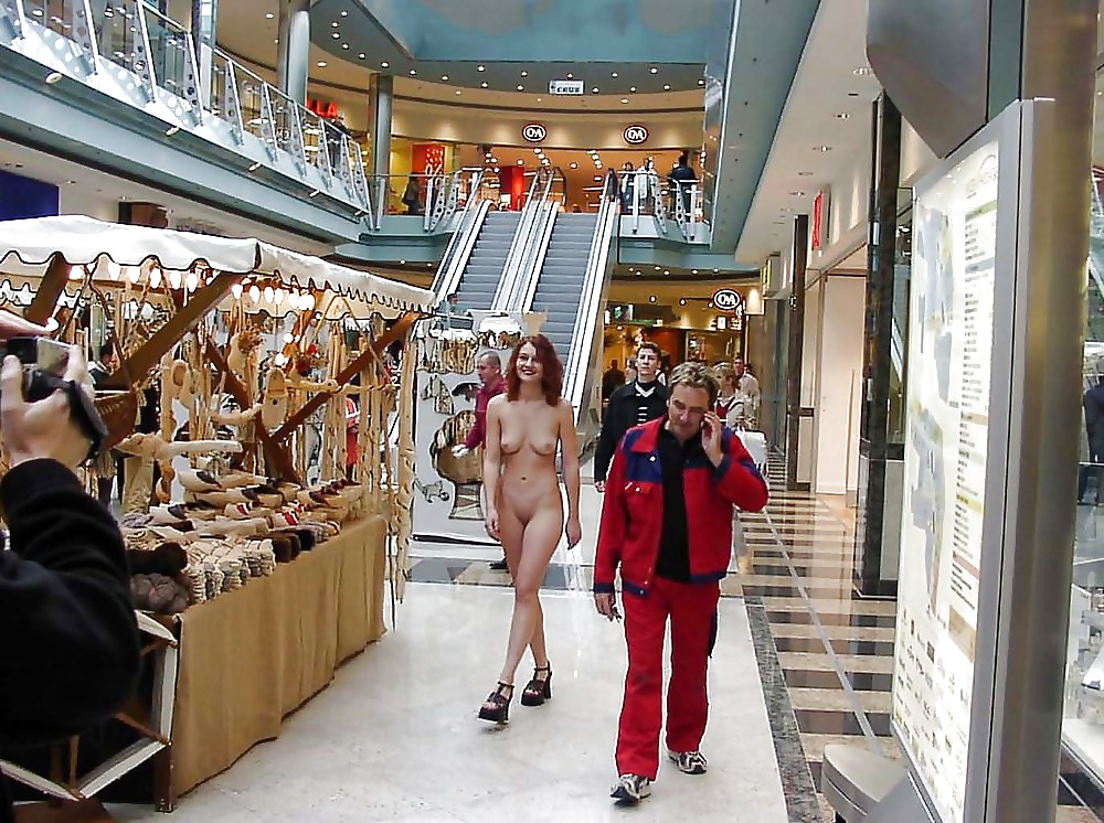 Beautiful girls nude in public in a shop #4981081