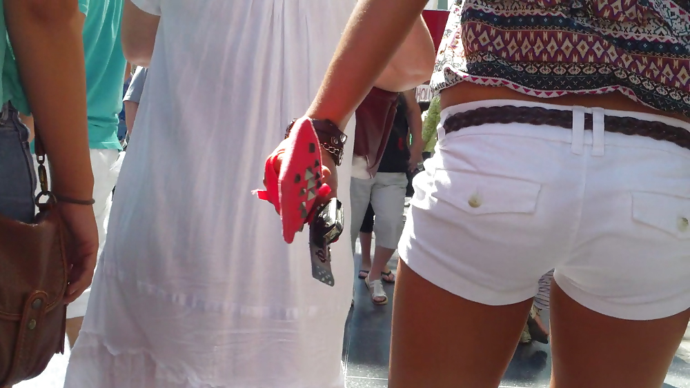 Sexy French teen ass & butt in white shorts  #18488660